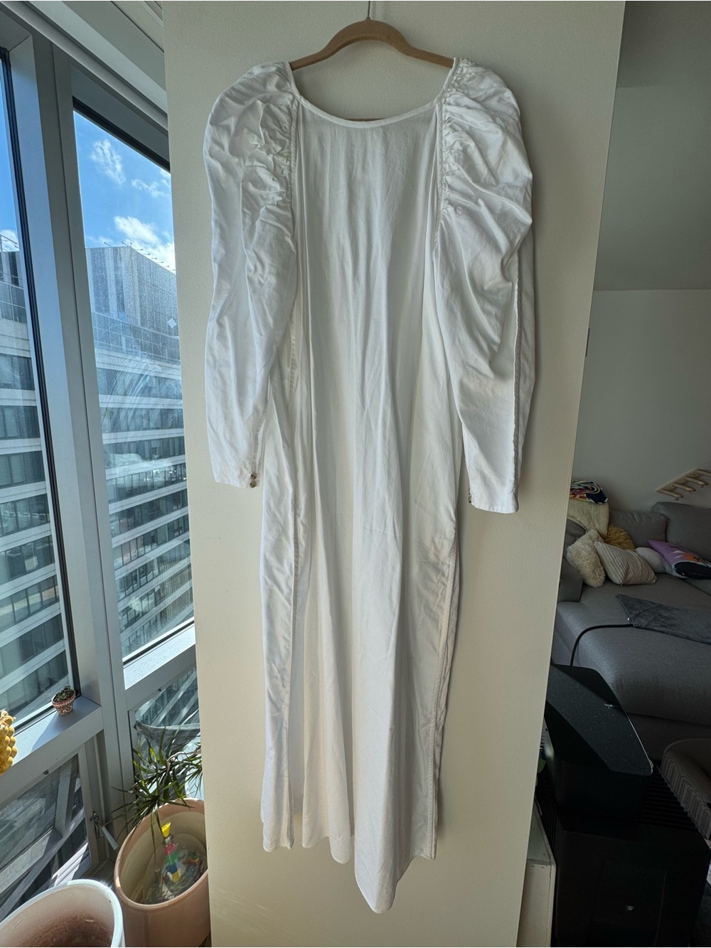 Mara Hoffman White Long Puff-Sleeve Maxi Dress
